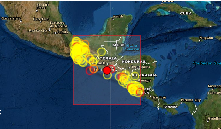 Sismo de magnitud 5.8 se registra en  las costas de Guatemala