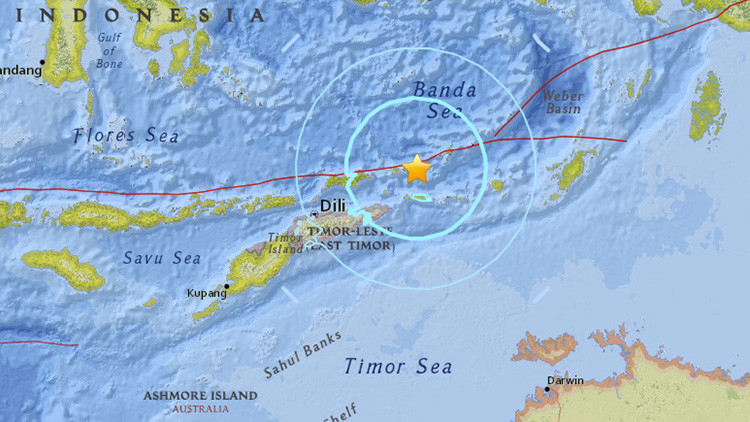 Reportan fuerte sismo de 7,3 en las costas de Timor Oriental