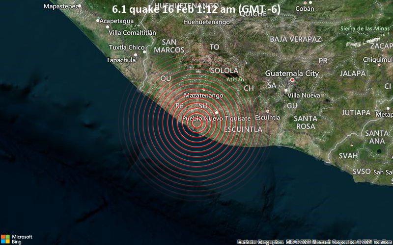 Guatemala es sacudida por un sismo de magnitud de 6.2 grados