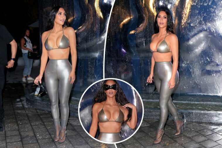 Kim Kardashian en el lanzamiento de su línea de trajes de baño
