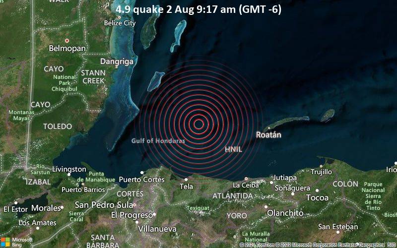 Fuerte sismo de magnitud 5,9 reportan en la región norte de Honduras