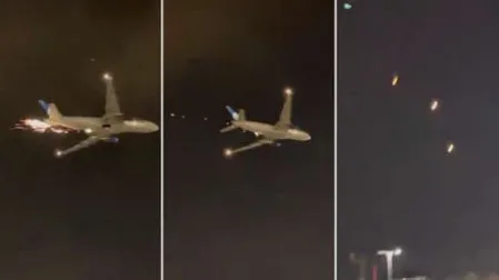 Avión de United Airlines lanza chispas en el aire poco después de despegar