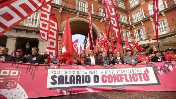 Sindicalistas se movilizan para exigir aumento salarial en España