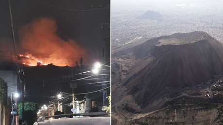 Fuerte incendio calcina parte de la cima del volcán Xaltepec en México