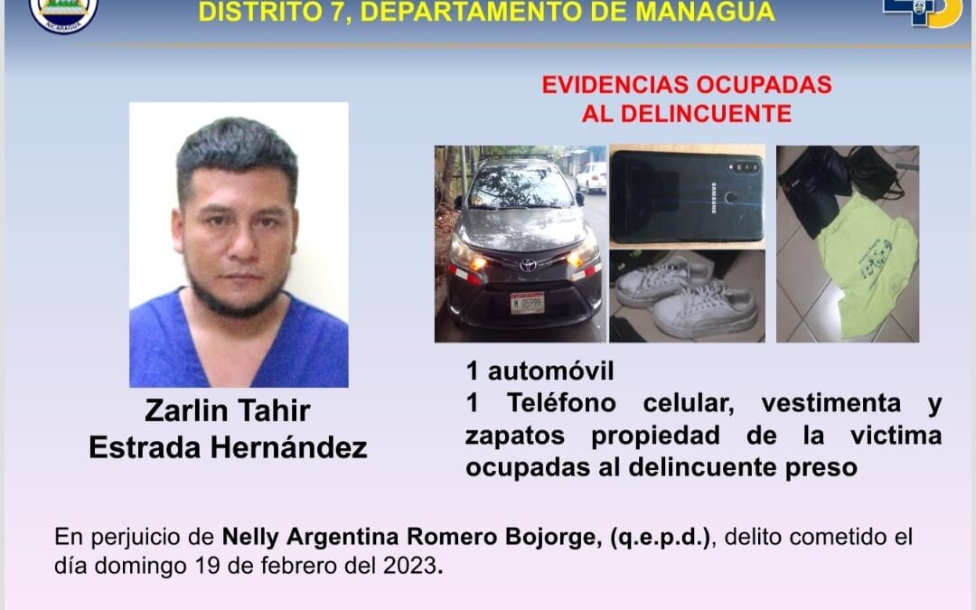 Capturan a taxista por matar a una pasajera en Managua