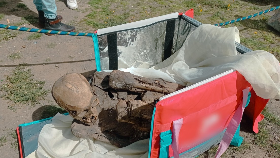 Encuentran una momia prehispánica en la bolsa de un repartidor de comida en Perú