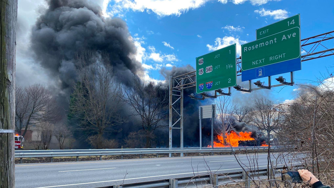 Camión cisterna explota y arde en llamas en Maryland, EE.UU.