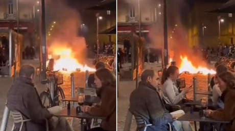 Parejas cenan tranquilamente en medio del caos por protestas en Francia