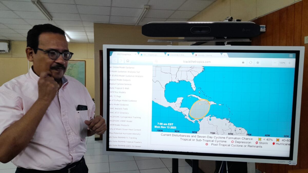 Ineter da seguimiento a baja presión en el mar Caribe de Nicaragua