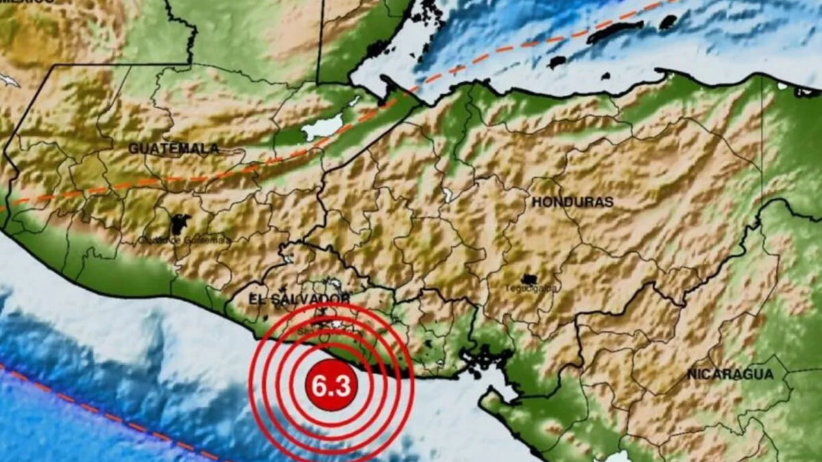 Sismo de magnitud 6,3 frente a las costas de El Salvador