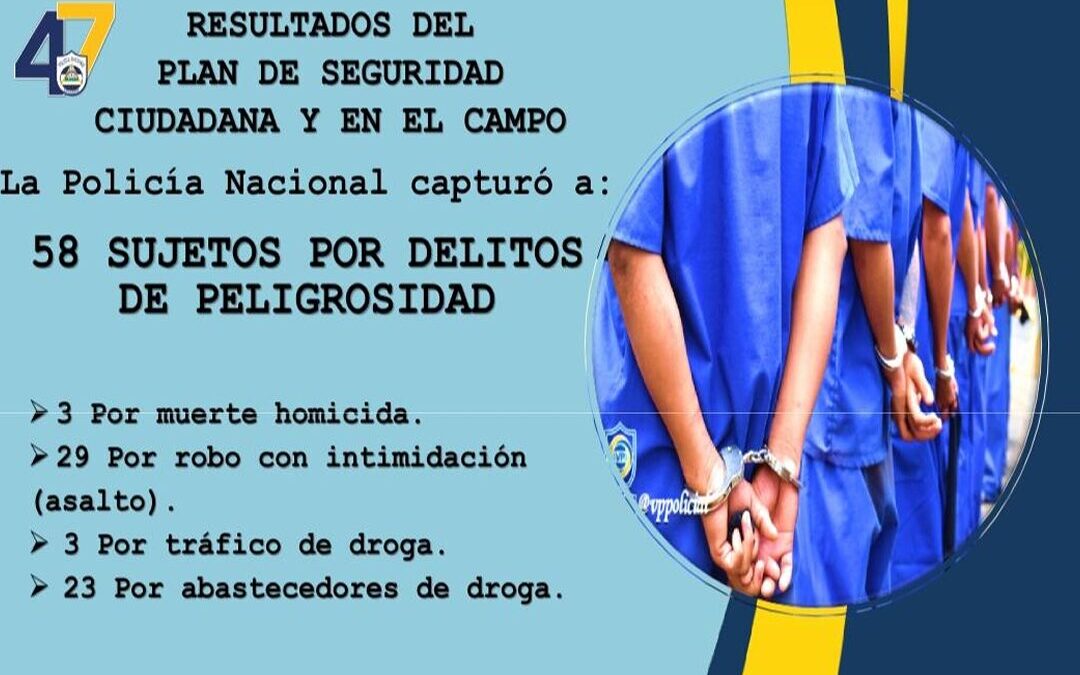 Seguridad en el campo deja 58 capturados y drogas ocupadas